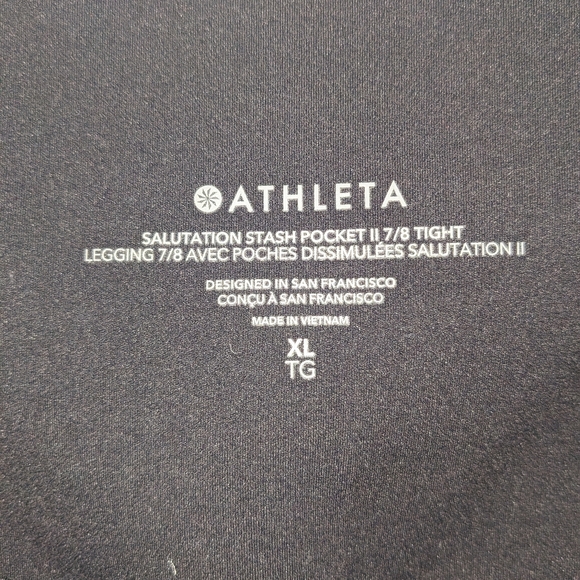 Athleta Black Leggings Salutation Stash Pocket 11 XL 7/8 Length - Picture 5 of 9